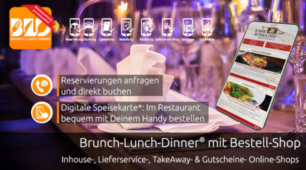 Digitale Speisekarte - Inhouse - Essen Bestellen am Tisch im Restaurant mit QR-Code - Reservierungsbuch - jetzt mit Brunch-Lunch-Dinner! 