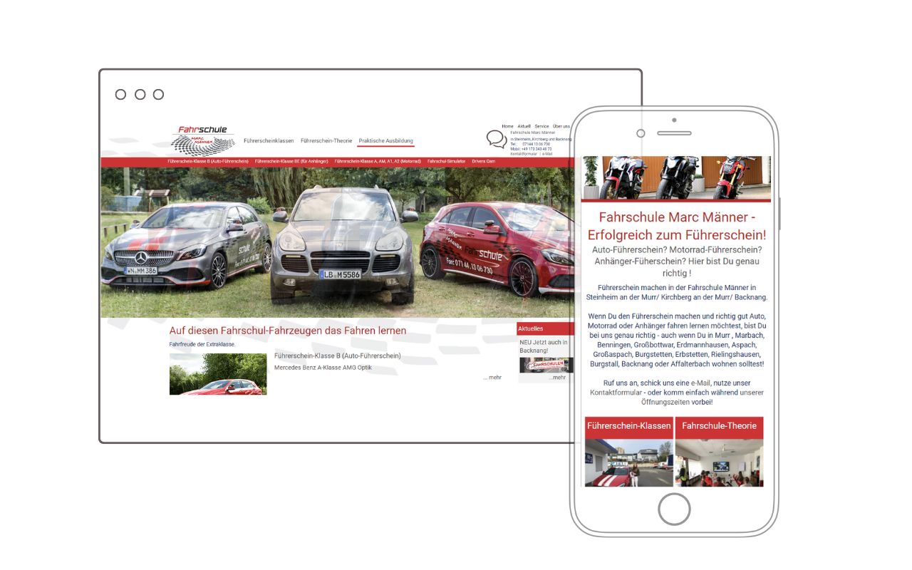 HOMEPAGE - SEO-Optimiert & responsive - für die Fahrschule Marc Männer